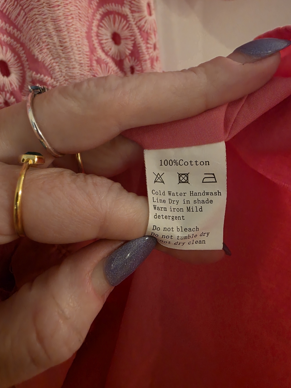 Pink Eyelet Shirt Dress with Tie Waist - Picture 4 of 6